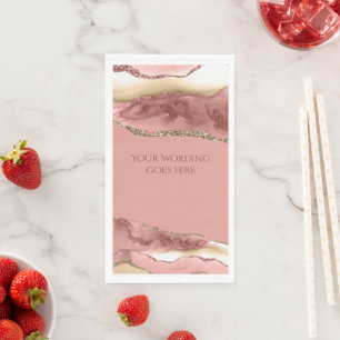 Marmeren faux goud roze rozenagaat geode waterverf servet