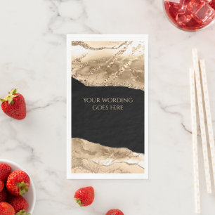 Marmeren faux goud zwarte agaat geode waterverf servet