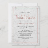 marmeren Faux roos gouden bruidsdouche Uitnodiging (Voorkant)