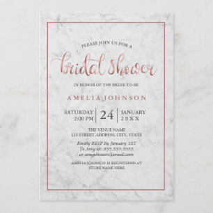 marmeren Faux roos gouden bruidsdouche Uitnodiging