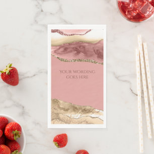 Marmeren faux roos gouden zwarte agaat geode water servet