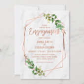 Marmeren Foliage Roos Gouden Kalligrafie Verloving Kaart (Voorkant)