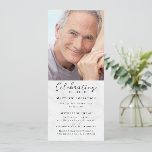 Marmeren foto Uitvaart Digitale uitnodiging (Staand voorkant)