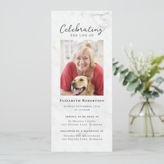 Marmeren foto Uitvaart Digitale uitnodiging (Staand voorkant)