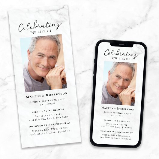 Marmeren foto Uitvaart Digitale uitnodiging