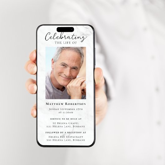 Marmeren foto Uitvaart Digitale uitnodiging