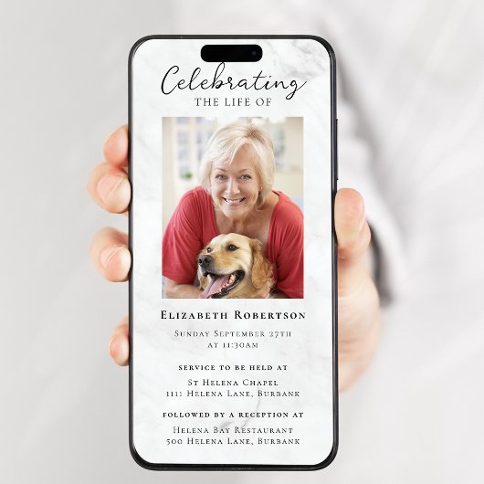 Marmeren foto Uitvaart Digitale uitnodiging