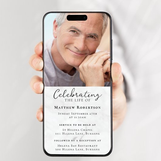 Marmeren foto Uitvaart Digitale uitnodiging