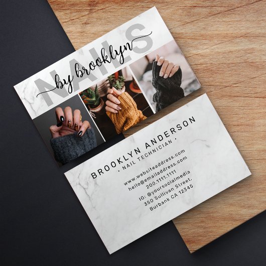 Marmeren fototypografie Nail Artiest Visitekaartje