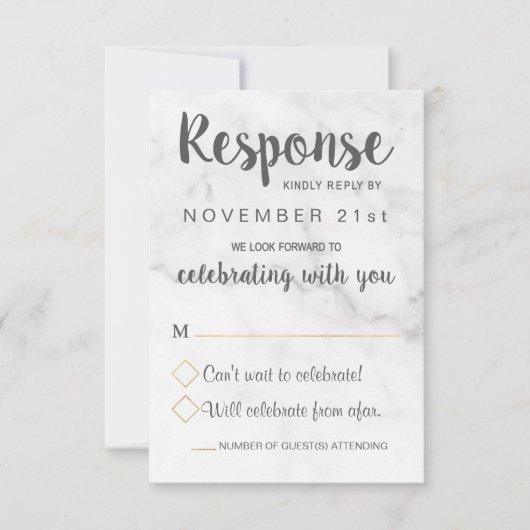Marmeren Geometrische Elegante Trouw RSVP Kaart (Voorkant)