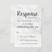 Marmeren Geometrische Elegante Trouw RSVP Kaart (Voorkant / Achterkant)