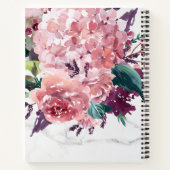 Marmeren Girly Roze Waterverf Bloemen Notitieboek (Achterkant)