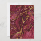 Marmeren Glitter Bruiloft Burgundy Goud ID644 Kaart (Achterkant)