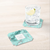 Marmeren Glitter Bruiloft Mr. & Mrs. Blauwgroen Zi Kartonnen Onderzetters (Insitu)
