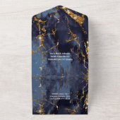 Marmeren Glitter Bruiloft Navyblauw Goud ID644 All In One Uitnodiging (Buitenkant)