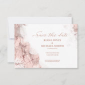 Marmeren Glitter Bruiloft Roze Goud ID644 Save The Date (Voorkant)