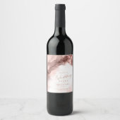 Marmeren Glitter Bruiloft Roze Goud ID644 Wijn Etiket (Voorkant)