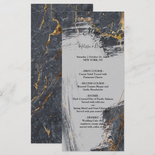 Marmeren Glitter Geometrische Trouwmenu Programmakaart (Voorkant / Achterkant)