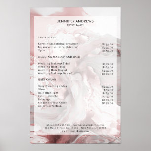 Marmeren Glitter Salon Prijslijst Poster