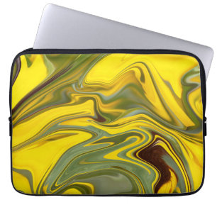 Marmeren Golven Geel Digitaal Papier-55448 Laptop Sleeve