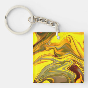 Marmeren Golven Geel Digitaal Papier-55448 Sleutelhanger