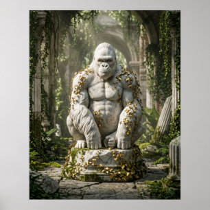 Marmeren Gorilla Klimop Ruïnes Poster