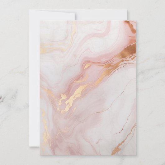Marmeren Goud (Imitatie) Blush Bruiloft Uitnodigin Kaart (Achterkant)