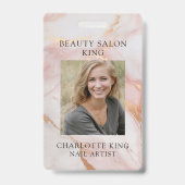 Marmeren gouden blush roze personeelsfoto ID-badge Badge (Voorzijde)
