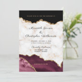 Marmeren Gouden Bourgondische Agaat Huwelijk Kaart (Staand voorkant)