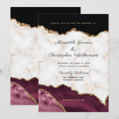 Marmeren Gouden Bourgondische Agaat Huwelijk Kaart (Voorkant / Achterkant)