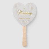 Marmeren Gouden Calligrafie Hart Trouwprogramma Handwaaier (Voorkant)