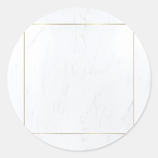 Marmeren Gouden Frame Modern Elegante Lege Sjabloo Ronde Sticker (Voorkant)
