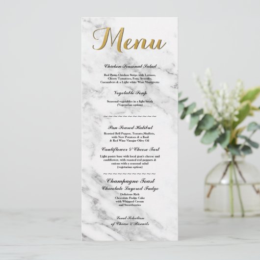 Marmeren Gouden Menu Bruiloftsreceptie Kaarten Art (Staand voorkant)