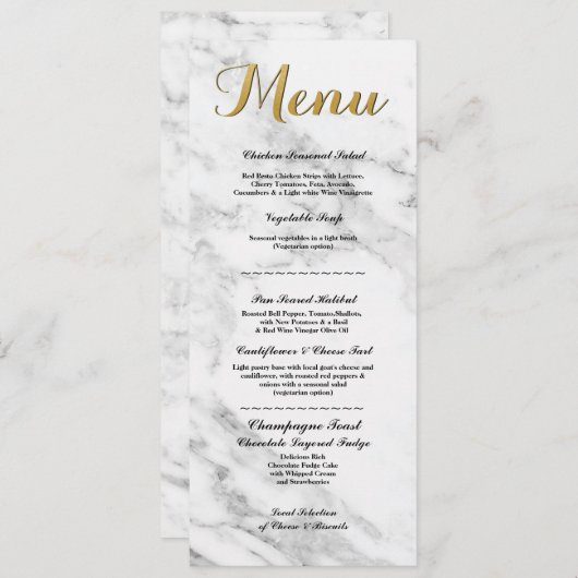Marmeren Gouden Menu Bruiloftsreceptie Kaarten Art (Voorkant / Achterkant)