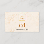 Marmeren gouden monogram foto Qr code logo Visitekaartje (Voorkant)