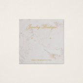 Marmeren Gouden Script QR Code Oorbeldisplaykaart Vierkante Visitekaartjes (Voorkant)