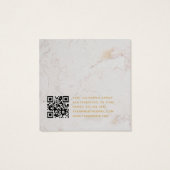 Marmeren Gouden Script QR Code Oorbeldisplaykaart Vierkante Visitekaartjes (Achterkant)