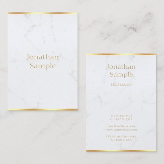 Marmeren gouden tekst Sjabloon Trendy Modern Elega Visitekaartje (Voorkant / Achterkant)