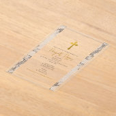 Marmeren Griekse sleutel Orthodoxe doop doop Acryl Uitnodigingen (Laagn)