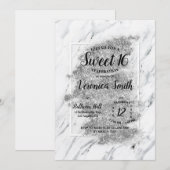 Marmeren Grijswaarden Sweet 16 Uitnodiging (Voorkant / Achterkant)