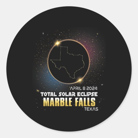 Marmeren Herfsten Texas Totale Zonsverduistering 2 Ronde Sticker (Voorkant)