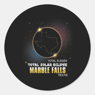 Marmeren Herfsten Texas Totale Zonsverduistering 2 Ronde Sticker