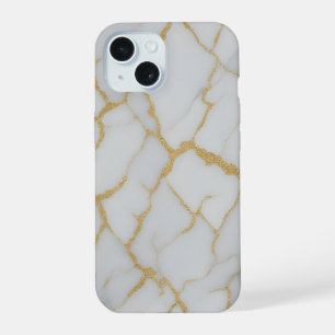 Marmeren Hoesje Wit & Gouden Aderen Luxe Telefoo iPhone 15 Case