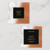 Marmeren Hout Zwart Goud Elegante Luxe Plain Cool Vierkante Visitekaartje (Voorkant / Achterkant)