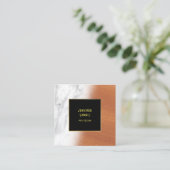 Marmeren Hout Zwart Goud Elegante Luxe Plain Cool Vierkante Visitekaartje (Staand voorkant)