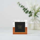 Marmeren Hout Zwart Goud Luxe Sjabloon Elegant Vierkante Visitekaartje (Staand voorkant)