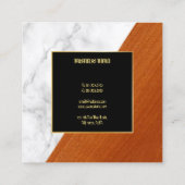Marmeren Hout Zwart Goud Sjabloon Elegante Luxe Vierkante Visitekaartje (Achterkant)