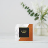 Marmeren Hout Zwart Goud Sjabloon Elegante Luxe Vierkante Visitekaartje (Staand voorkant)