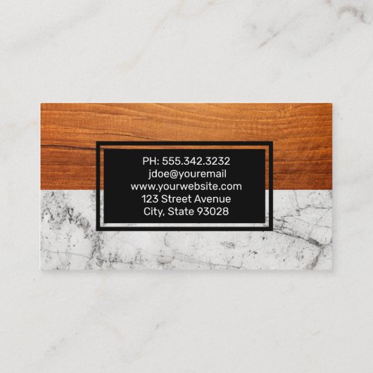 Marmeren Houten Achtergrond Visitekaartje (Achterkant)