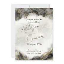 Marmeren huwelijksuitnodiging met zwarte en gouden